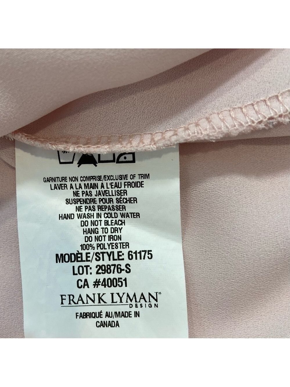 Frank Lyman Designer flowy chiffon top powder pink sleeveless V neckline size 2 - Picture 12 of 14